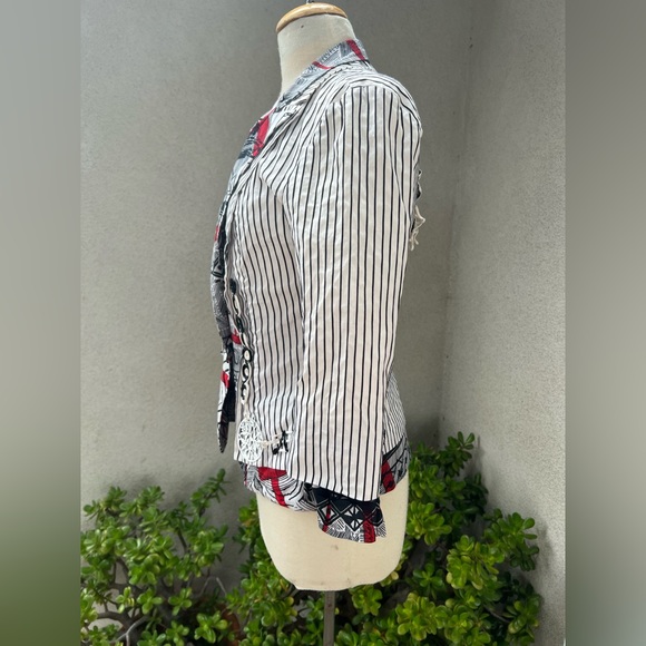 Save the Queen avante garde cotton jacket black white red Sz M made in Italy - Picture 5 of 13